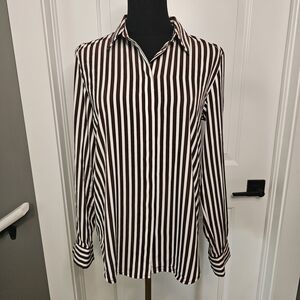 H&M Brown and White Button Down Shirt